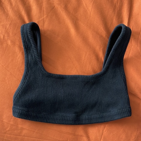Black ribbed mini bra crop top - Picture 3 of 5